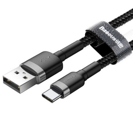 Baseus Type-C Cafule Cable 3A 1m Gray + Black (CATKLF-BG1)