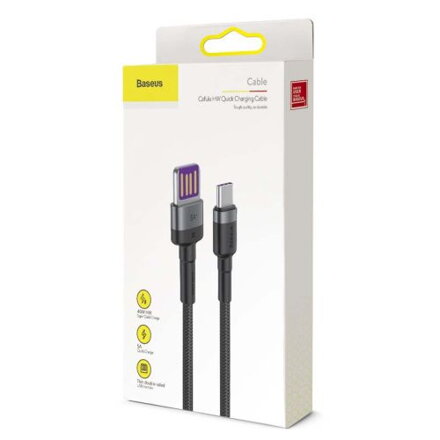 Baseus Type-C Cafule SuperCharge 40W PD 3.0, QC 3.0, 40W, 1m Gray/Black (CATKLF-PG1)