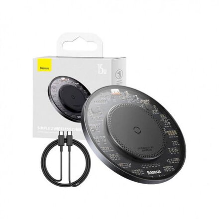Baseus Wireless Charger BS-W530 PD 15W with Type-C cable PD 24W, 1m, Black (CCJJ050001)