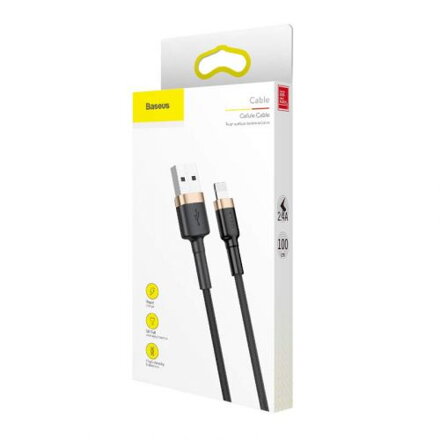 Baseus Lightning Cafule Cable 2.4A 1m Gold + Black (CALKLF-BV1)