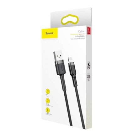 Baseus Lightning Cafule Cable 1.5A 2m Gray + Black (CALKLF-CG1)