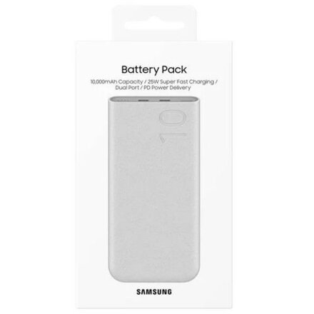 Samsung Power Bank Quick Charge C+C (with Type-C to Type-C cable 0.2m), 25W, 10000 mAh, Beige (EB-P3400XUEGEU)