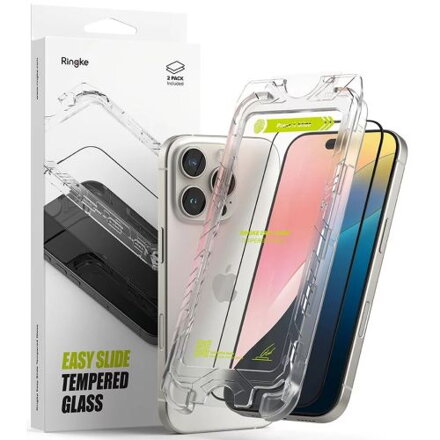 Ringke iPhone 16 Pro Max Screen Protector Premium Easy Slide Tempered Glass 9H with installation jig (2pcs) Transparent