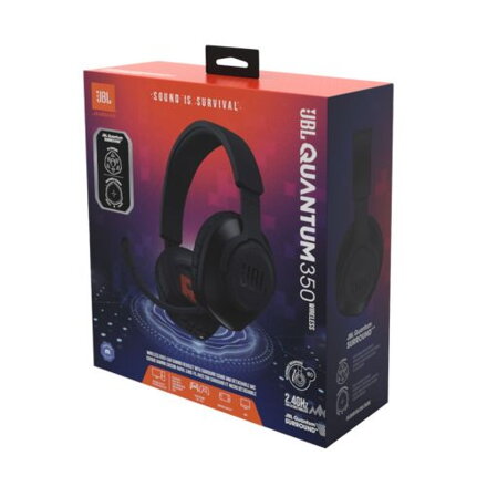 JBL Quantum 350 Headphone Wireless Gaming Headset with Microphone, (USB), Black EU