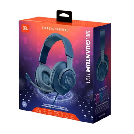 JBL Quantum 100 Wired On-Ear Gaming Headphones with mic Blue EU