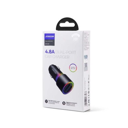 Joyroom Car Charger U+U, 24W, LED Light, Black (JR-CL10) Joyroom Car Charger U+U, 24W, LED Light, Black (JR-CL10)