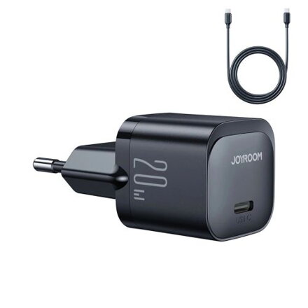 Joyroom Travel Charger Type-C, PD 20W with Type-C to Type-C Cable, 1m, Black (JR-TCF02)