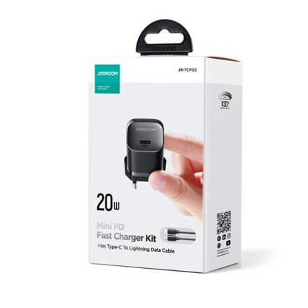 Joyroom Travel Charger Mini Type-C, PD 20W, with Type-C - Lightning cable (1m) Black (JR-TCF02)