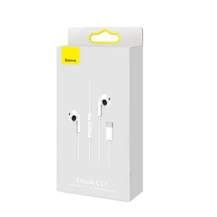 Baseus Earphone Encok C17 in-ear wired earphone with Type-C and microphone White (NGCR010002)