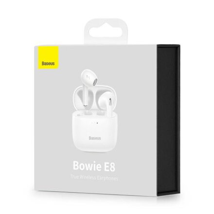 Baseus Earphone Bluetooth Bowie E8 BT 5.0, ENC, TWS, White EU (NGTW050202)