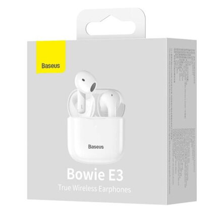 Baseus Earphone Bluetooth Bowie E3, BT 5.2, TWS Fast response, Low Latency, IP64, Baseus app finder, White (NGTW080002)