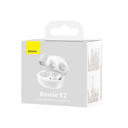 Baseus Earphone Bluetooth Bowie E2 BT 5.2, TWS AV Synchronization, Low Latency, IP55, White (NGTW090002)