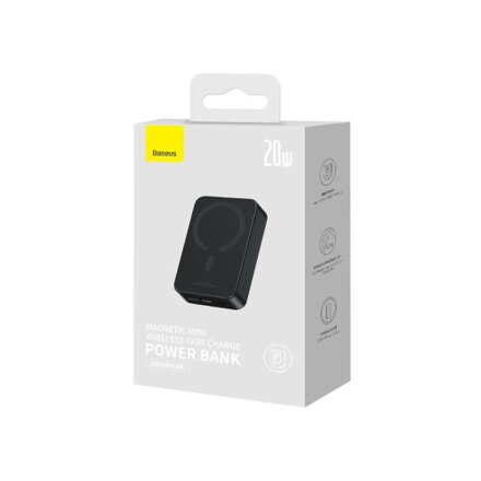 Baseus Power Bank Magnetic Mini (MagSafe Compatible), 20W, 10000 mAh, with Type-C Cable, 0.30m, Black EU (PPCX150001)