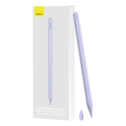Baseus Tablet Tool Active Stylus Pen Smooth Wtiting 2 Wireless Charging with LED Indicator + Active Replaceable Tip for iPad, Purple (SXBC060105)