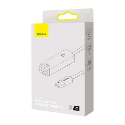 Baseus Network Adapter Lite Series Ethernet Adapter USB-A to RJ45 LAN Port (100Mbps) Black (WKQX000001)