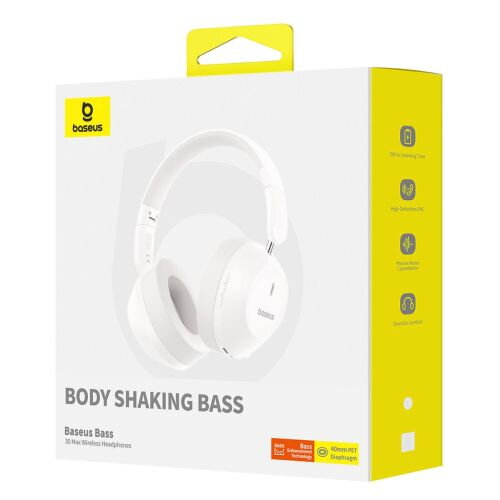 Baseus Earphone Bluetooth Bass 30 Max Wireless Headphones, BT 5.3, White EU (A00070700211-00)