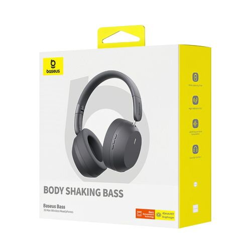 Baseus Headphone Bluetooth Bass 35 Max Wireless Headphones BT 5.3 with PNC, Gray(A00070800821-00) Baseus Headphone Bluetooth Bass 35 Max Wireless Headphones BT 5.3 with PNC, Gray(A00070800821-00)
