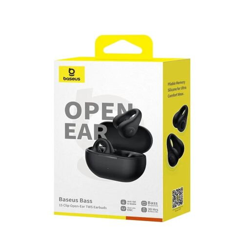 Baseus Earphone Bluetooth Bass 15 Clip Wireless Headphones, BT 5.4, Black EU (A00079500113-00)