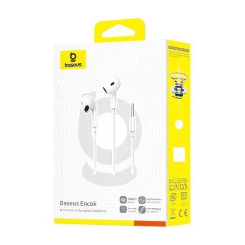 Baseus Earphone Encok HZ19 Wired with Microphone White EU (A00182301213-00)