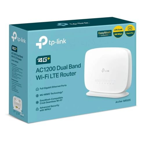 TP-LINK Router Archer MR505 AC1200 Wireless 802.11ac/1200Mbps LAN/WAN Black EU