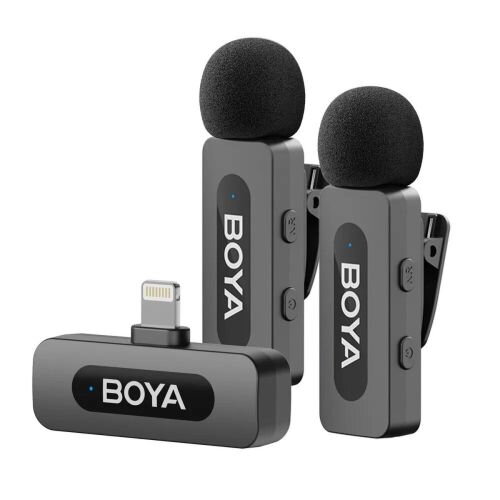 BOYA Microphone Wireless BY-V2 V2.0 2.4GHz with 2 transmitters and 1 receiver (Lightning) Black EU