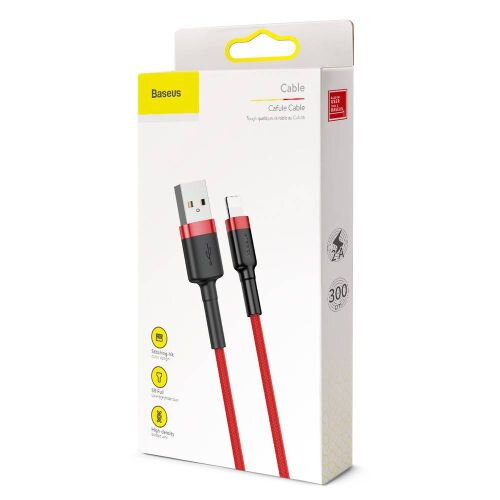 Baseus Lightning Cafule Cable 2A, 3m Red/ Black (CALKLF-R09)
