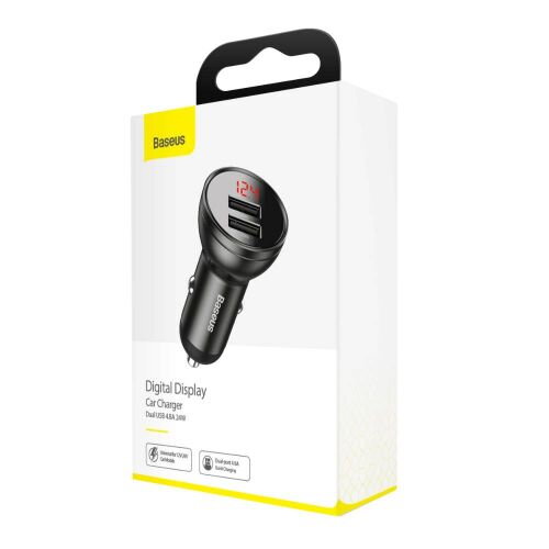 Baseus Car Charger Digital Display Dual USB 4.8A 24W Gray (CCBX-0G) Baseus Car Charger Digital Display Dual USB 4.8A 24W Gray (CCBX-0G)