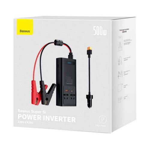 Baseus Car Power Inverter 150W 12V / 500W 220V (C+U + Dual EU plug) Black (CGNB000101)