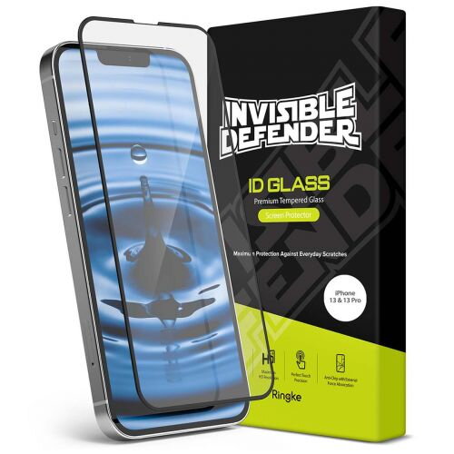 Ringke iPhone 13/13 Pro Screen Protector Invisible Defender ID Tempered Glass Black