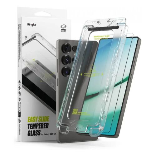 Ringke Galaxy S25 Ultra Screen Protector Premium Easy Slide Tempered Glass 9H with installation jig (2pcs) Transparent
