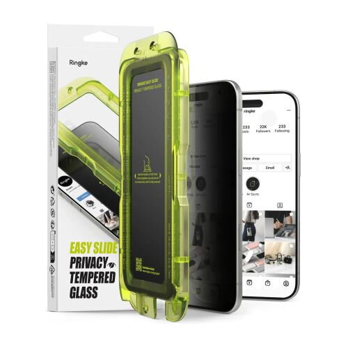 Ringke iPhone Air Screen Protector Premium Easy Slide Privacy Tempered Glass 9H with installation jig (2pcs) Transparent