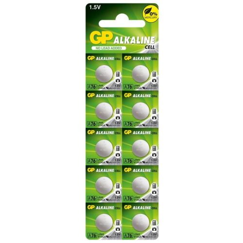 GP Battery (AG13) Alkaline button GPA76/ LR44 A76F-U10 (10 batteries / blister) 1.55V