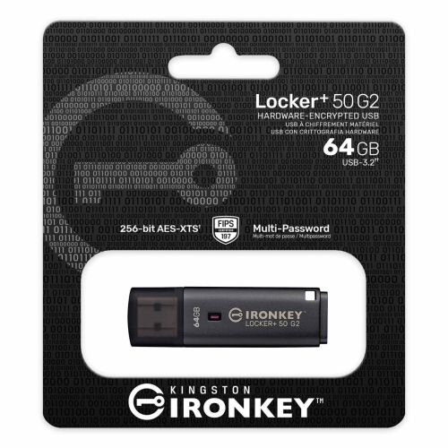 Kingston Pendrive 64GB IronKey Locker+50 USB 3.2 Black EU (IKLP50G2/64GB)