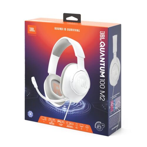 JBL Quantum 100M2 Headphone Wired Gaming Headset with Microphone, White EU JBL Quantum 100M2 Headphone Wired Gaming Headset with Microphone, White EU
