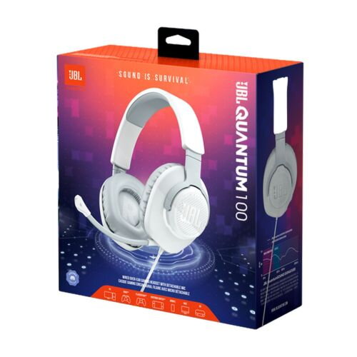 JBL Quantum 100 Wired On-Ear Gaming Headphones with mic White EU - ONLY BOX DAMAGE