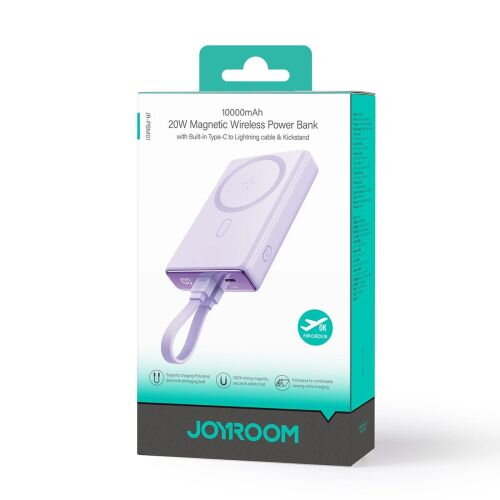 Joyroom Power Bank Magnetic Wireless charging, MagSafe 15W, C+Lightning. PD 20W, 10000 mAh with Type-C - Lightning cable, Purple (JR-PBM01) Joyroom Power Bank Magnetic Wireless charging, MagSafe 15W, C+Lightning. PD 20W, 10000 mAh with Type-C - Lightning cable, Purple (JR-PBM01)