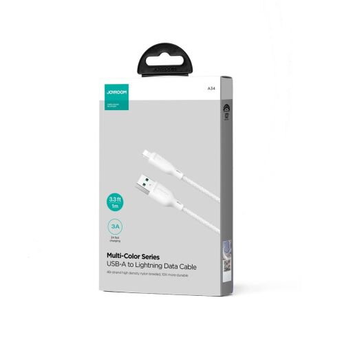Joyroom USB - Lightning Cable Multi-Color Series A14, 480mb/s, 3A, 1.2m, White (SA34-AL3)