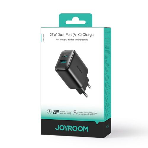 Joyroom Travel Charger C+U. PD 25W, SFC, PPS, Black (JR-TCF13)