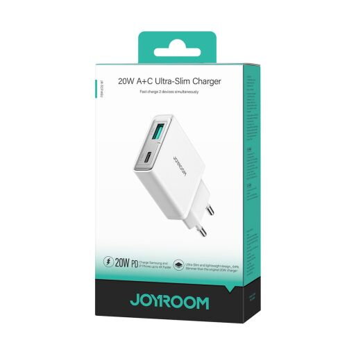 Joyroom Travel Charger Slim C+U. PD 20W, QC 3.0, White (JR-TCF14)