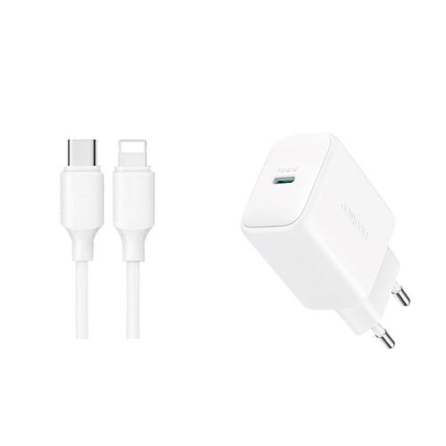 Joyroom Travel Charger Type-C. PD 20W, QC 3.0, with Type-C to Lightning cable (1m), White (JR-TCF20)