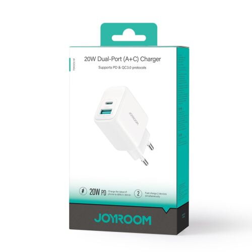 Joyroom Travel Charger C+U. PD 20W, QC 3.0, White (JR-TCF21)
