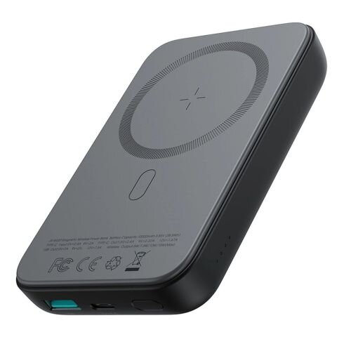Joyroom Power Bank Magnetic Wireless charging, MagSafe, C+U, PD 20W, 10000 mAh, with USB - Lightning cable (0.25m) Black (JR-W020)