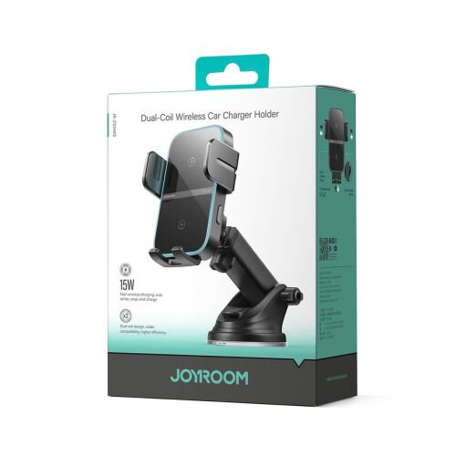 Joyroom Car Mount Magnetic Wireless Charger (Dasboard Version) 4.7 - 6.8 inch, 15W Max, with USB to Type-C cable, Black (JR-ZS246S)