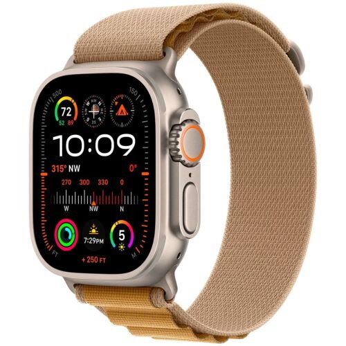 Apple Watch Ultra 2 GPS + Cellular 49mm Titanium Case with Tan Alpine Loop Strap Medium EU MX4F3