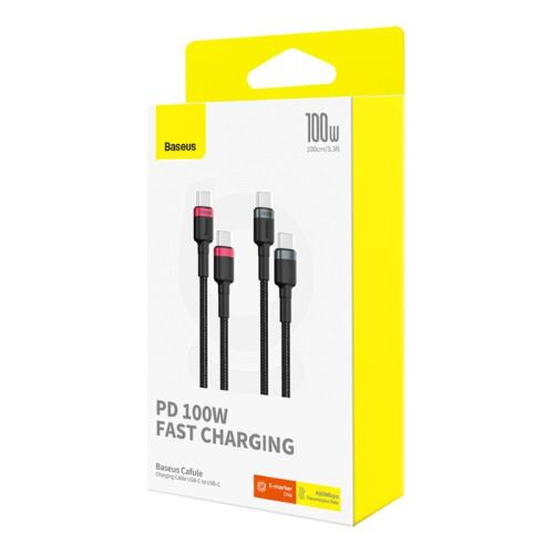 Baseus Type-C - Type-C cable Cafule Series Fast charge/data 100W (20V/5A) 2m (2pcs) Black/ Red and Black/ Gray (P10318306003-00)