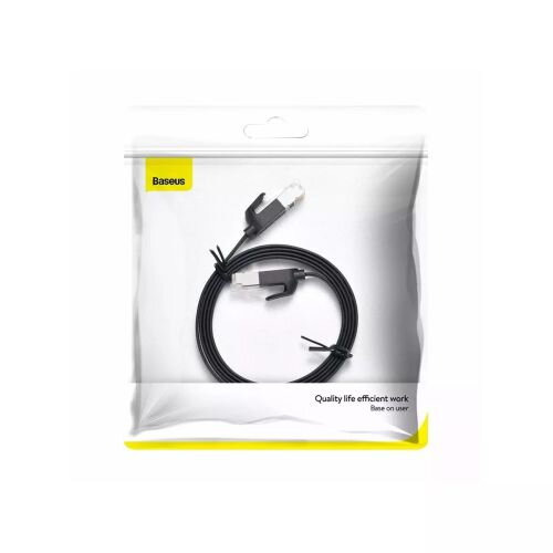 Baseus Network Cable High Speed (CAT6) of RJ45 (flat cable) 1000 Mbps, 1m, Black (PCWL-B01)
