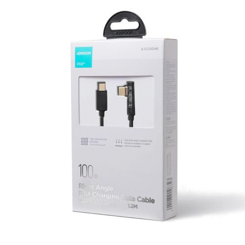 Joyroom Gaming Cable Type-C (Angled) - Type-C (Straight) cable 100W, 480mb/s, 1.2m, Black (S-CC100A6)