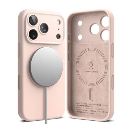 Ringke iPhone 17 Pro Case Silicone Magnetic Pink Sand