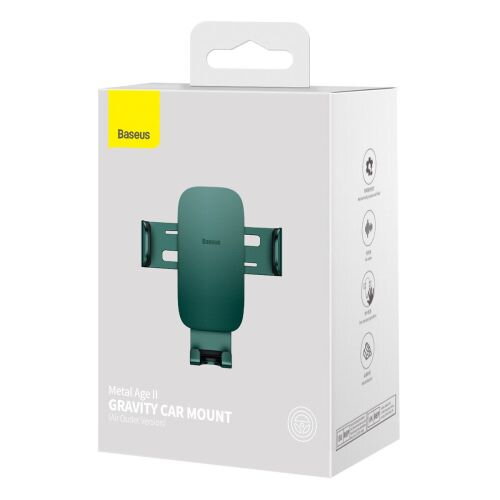 Baseus Car Mount Metal Age II Gravity on the vertical and horizontal ventilation grill, Green (SUJS000006)