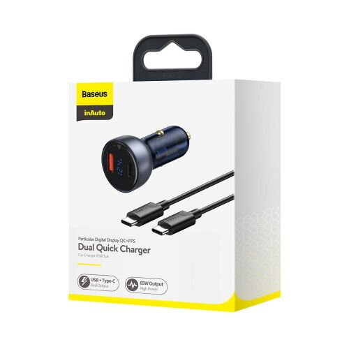 Baseus Car Charger Set Particular Digital Display PPS QC U+C (60W C+C cable 1m) 45W Black TZCCKX-0G Baseus Car Charger Set Particular Digital Display PPS QC U+C (60W C+C cable 1m) 45W Black TZCCKX-0G